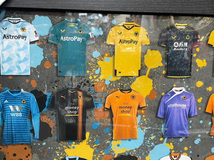 Black Framed Wall Art WOLVERHAMPTON FC football club picture miniature strips