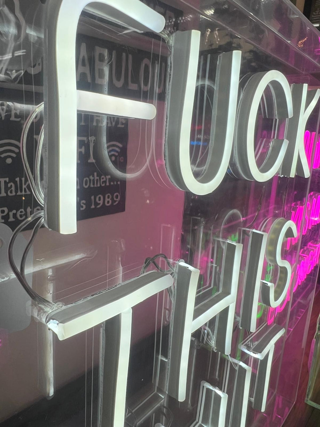 White F**K THIS S**T LED Neon lights square