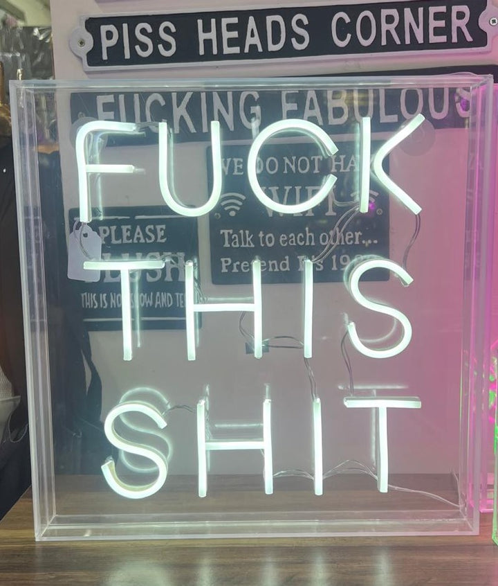 White F**K THIS S**T LED Neon lights square