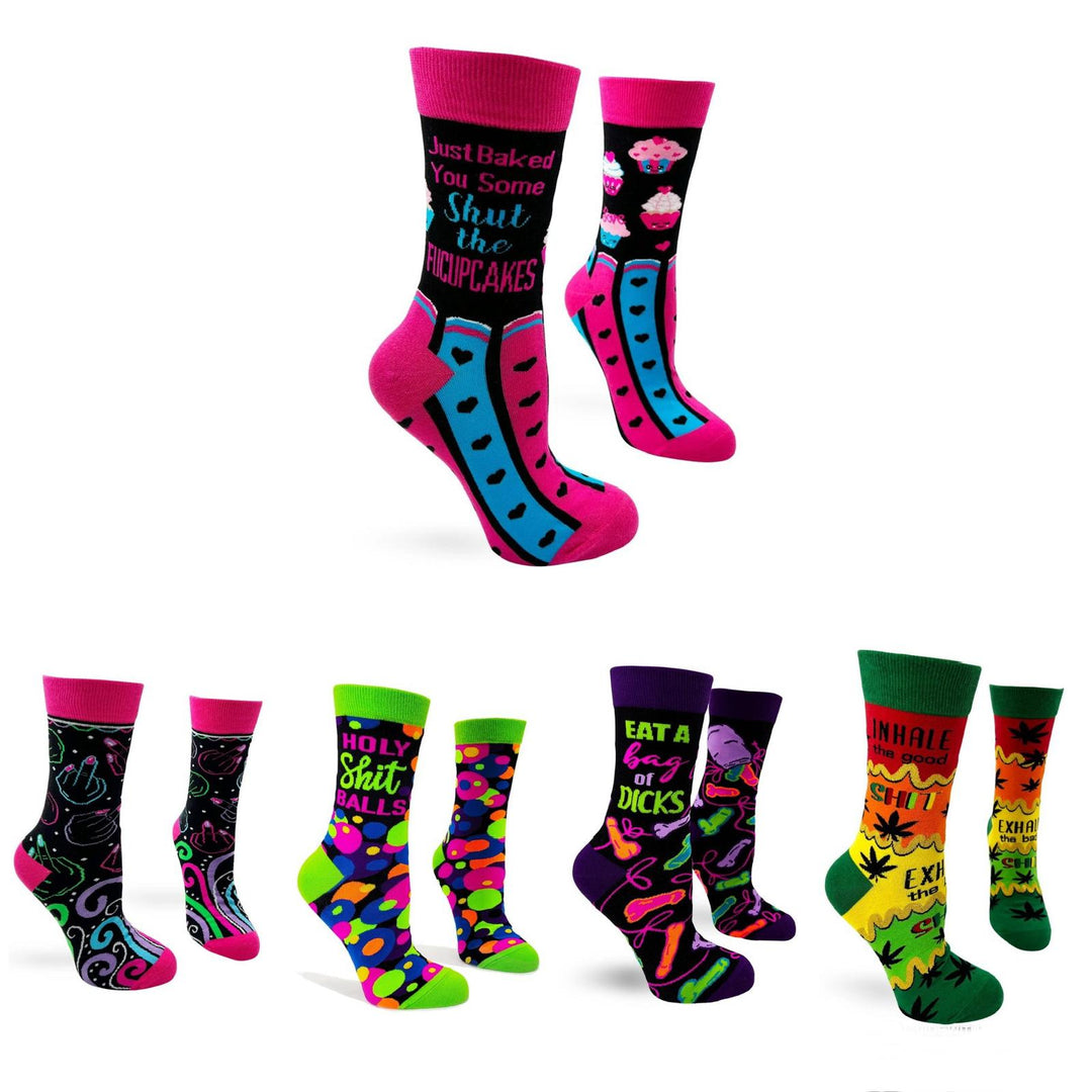 Multicolour funny cheeky novelty crew socks for women size 5-10