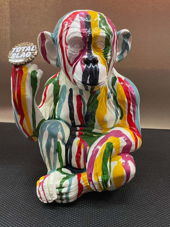 Multi Colour Monkey playful Hand UP Drip Art Resin Ornament Decorative Décor