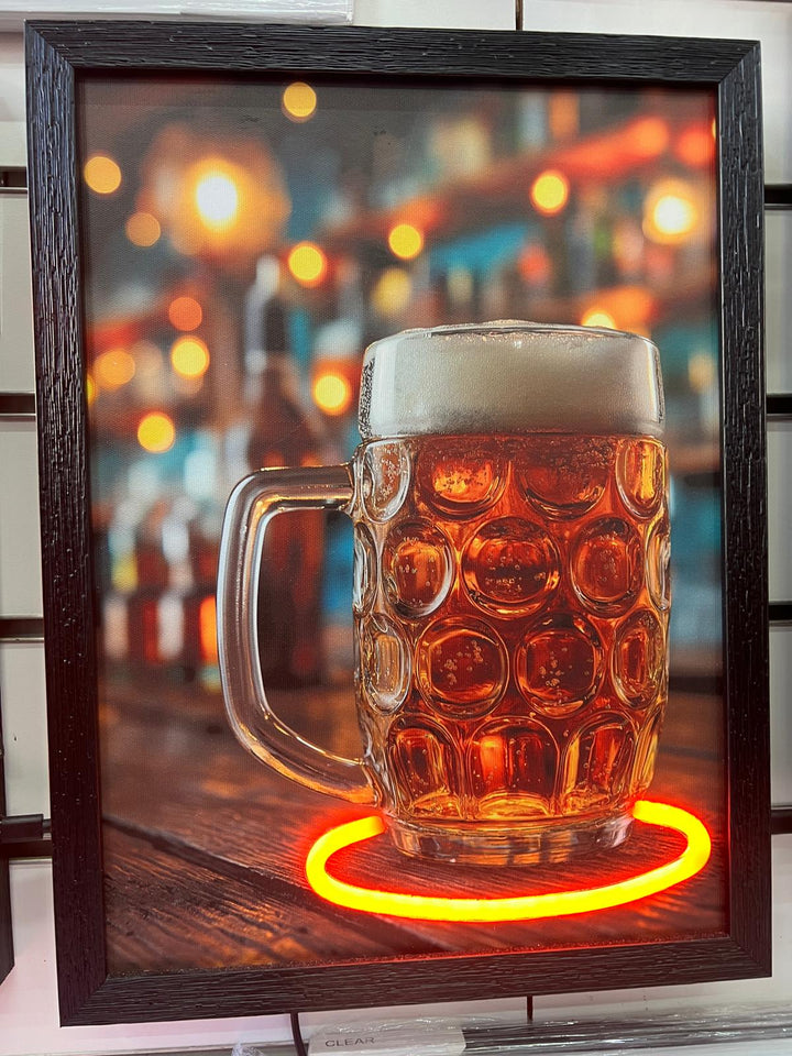 LED Light Canvas Pictures  Audrey, Beer glass, man Saxophone, Marilyn Monroe Black Frame USB Cable