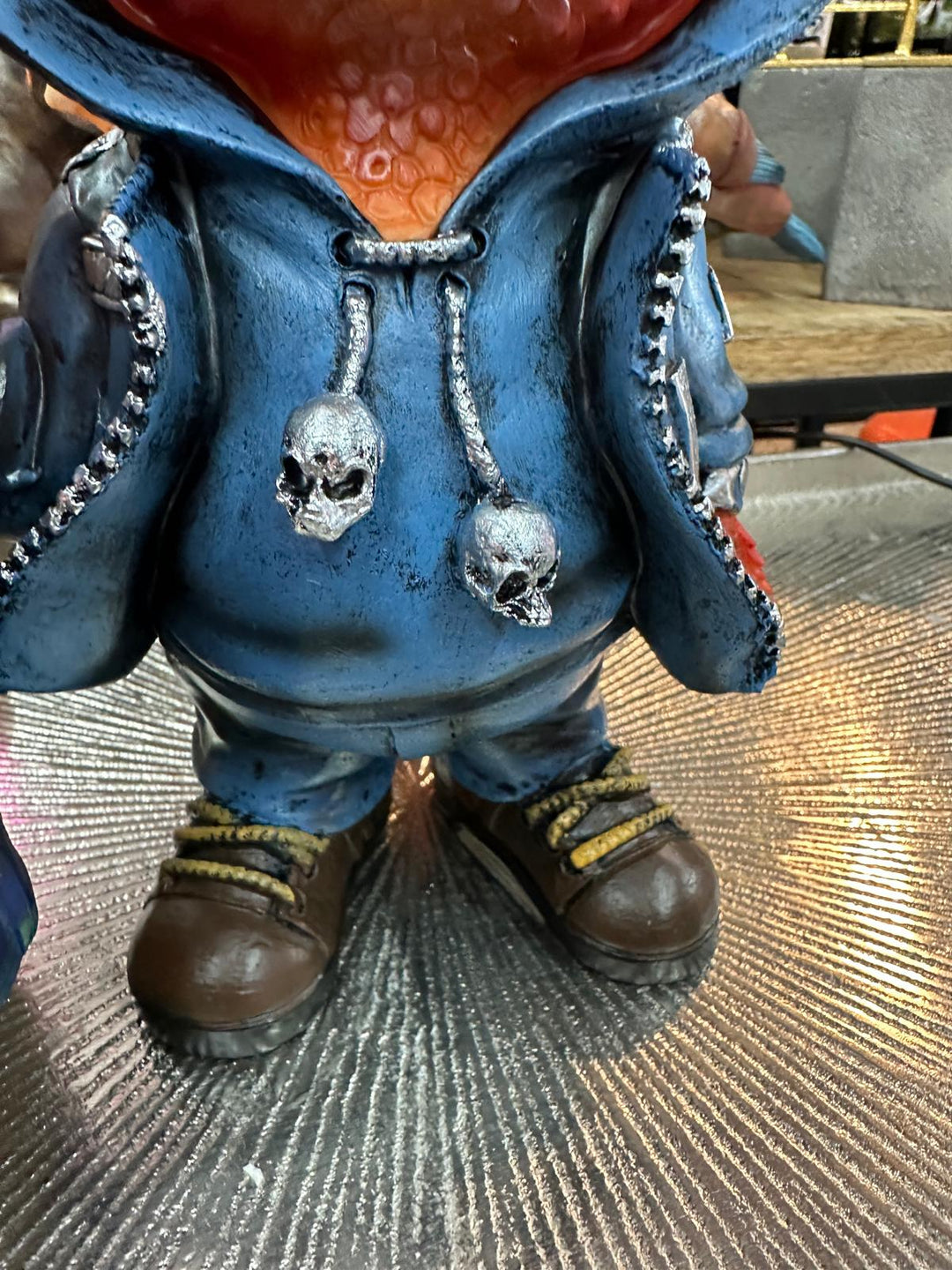 Cheeky Red Dragon Resin Figurine in Blue Suit – Cute Fantasy Home Décor Statue