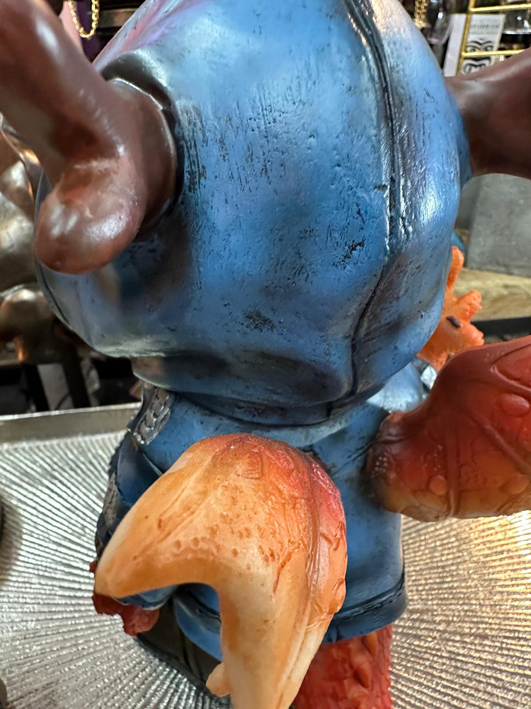 Cheeky Red Dragon Resin Figurine in Blue Suit – Cute Fantasy Home Décor Statue