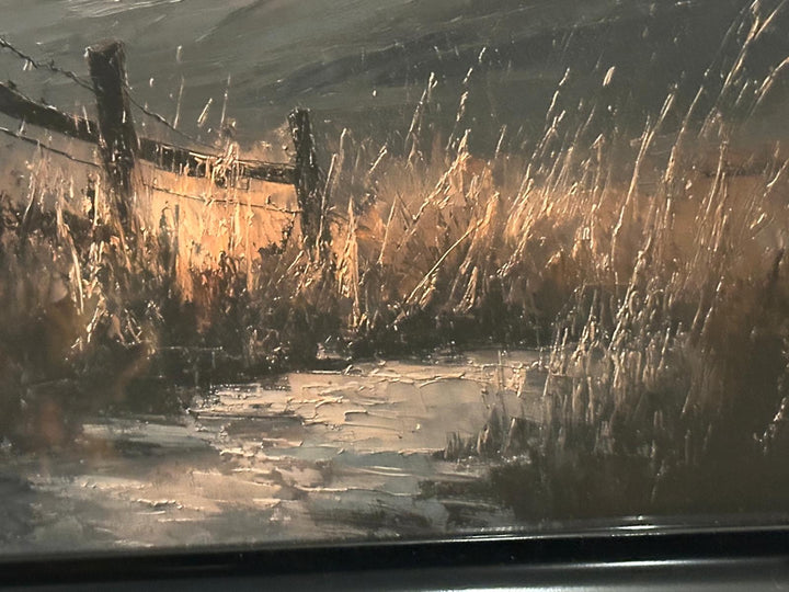 Robin Bird & Pathway Wall Art Black Step Frame Painting Effect Picture