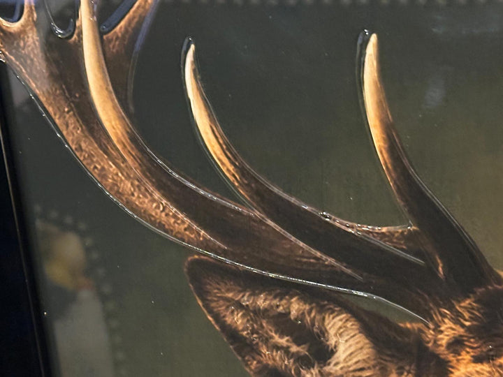 Black Step Frame Stag & Highland Cow Wall Art with liquid art