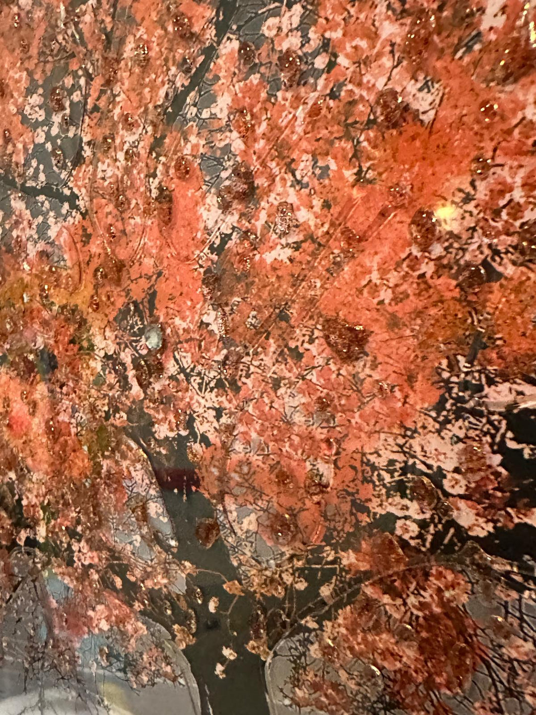 Elegant Black & Gold Two Tone Blossom Trees Framed Art with Liquid Art and Crystals-Assorted colours