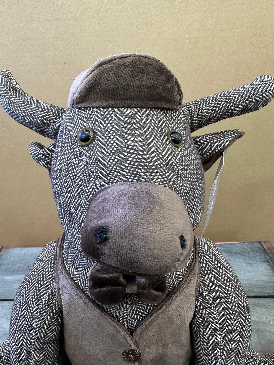 Tweed Woven Owl & Cow Door Stopper with Bow Home Décor, Weighted Animal Door Stop