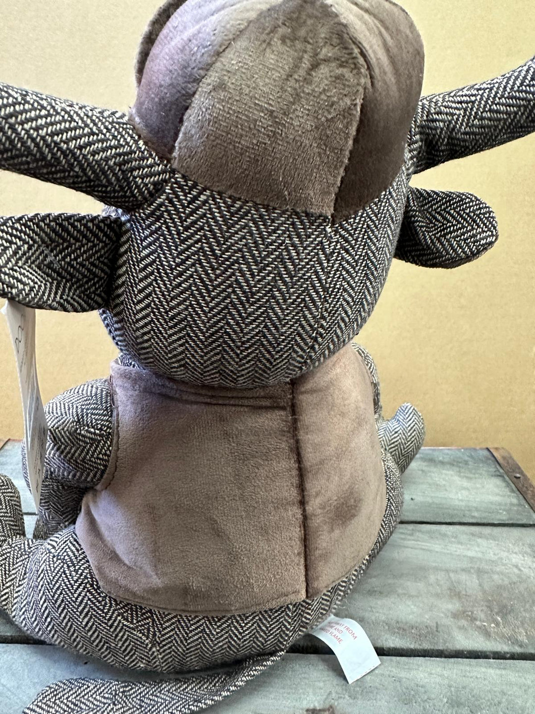 Tweed Woven Owl & Cow Door Stopper with Bow Home Décor, Weighted Animal Door Stop