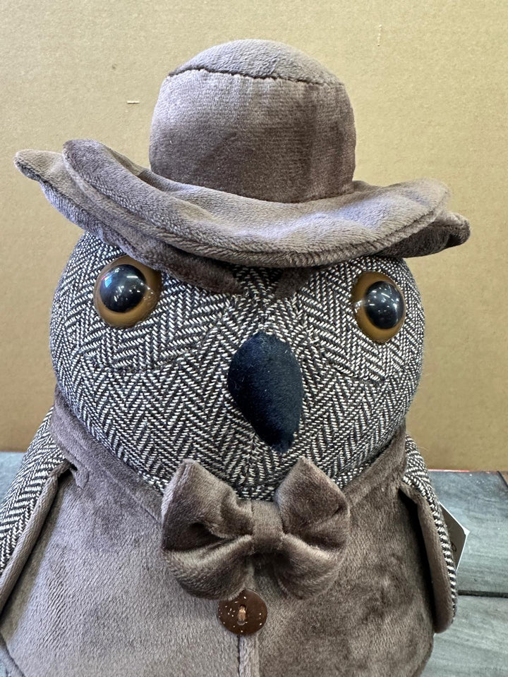 Tweed Woven Owl & Cow Door Stopper with Bow Home Décor, Weighted Animal Door Stop