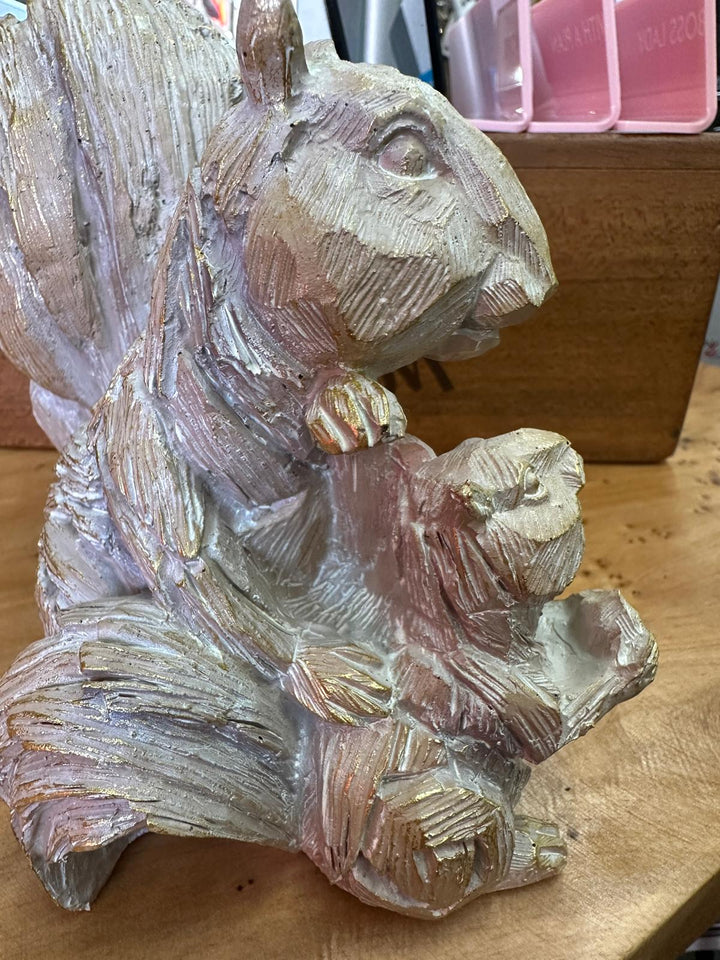Squirrel with Baby Driftwood Ornament – Woodland Animal Décor, Handcrafted Style Nature