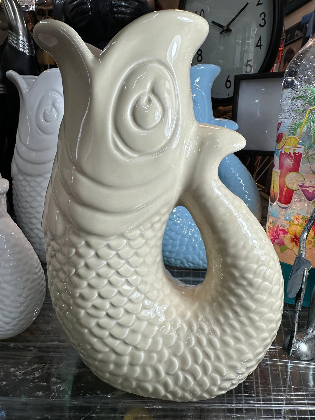 Ceramic Fish Jug Vase – assorted colour Fish Pitcher, Utensil Holder, Nautical Kitchen Décor, Decorative Ornament