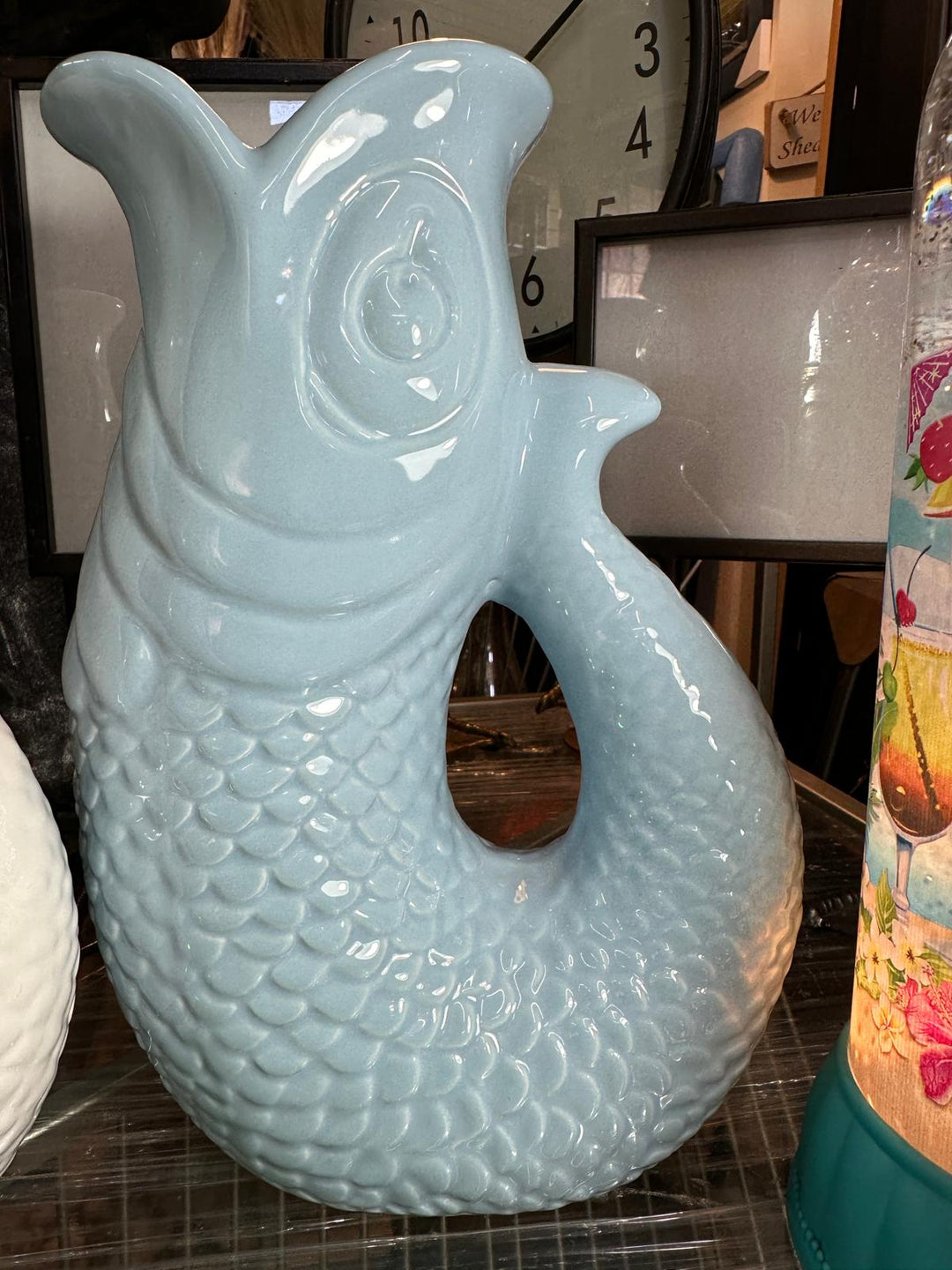 Ceramic Fish Jug Vase – assorted colour Fish Pitcher, Utensil Holder, Nautical Kitchen Décor, Decorative Ornament