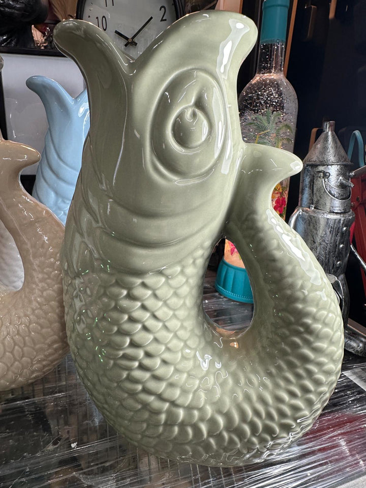 Ceramic Fish Jug Vase – assorted colour Fish Pitcher, Utensil Holder, Nautical Kitchen Décor, Decorative Ornament