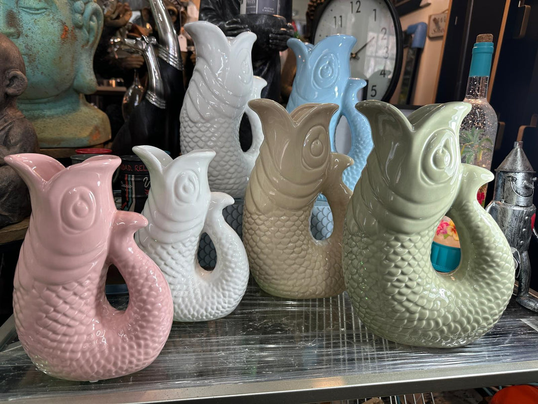 Ceramic Fish Jug Vase – assorted colour Fish Pitcher, Utensil Holder, Nautical Kitchen Décor, Decorative Ornament