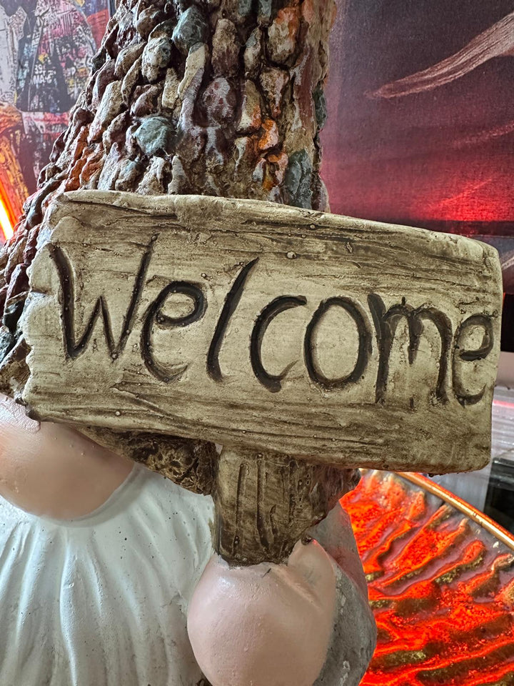 Colorful Garden Gnome Statue with Lantern & Welcome Sign – Cute home, Garden & Patio Ornament