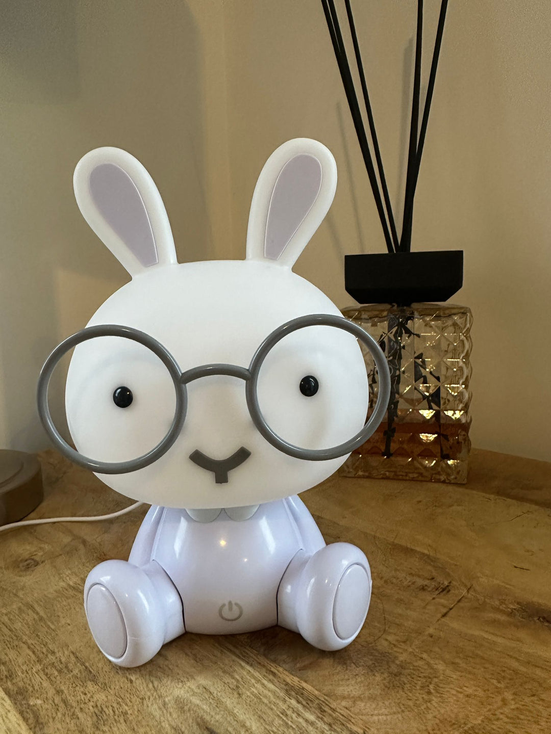 Sitting Rabbit Lamp with Glasses – Kids Nursery LED Table Lamp with 3 Light Settings & USB Type C Night Light