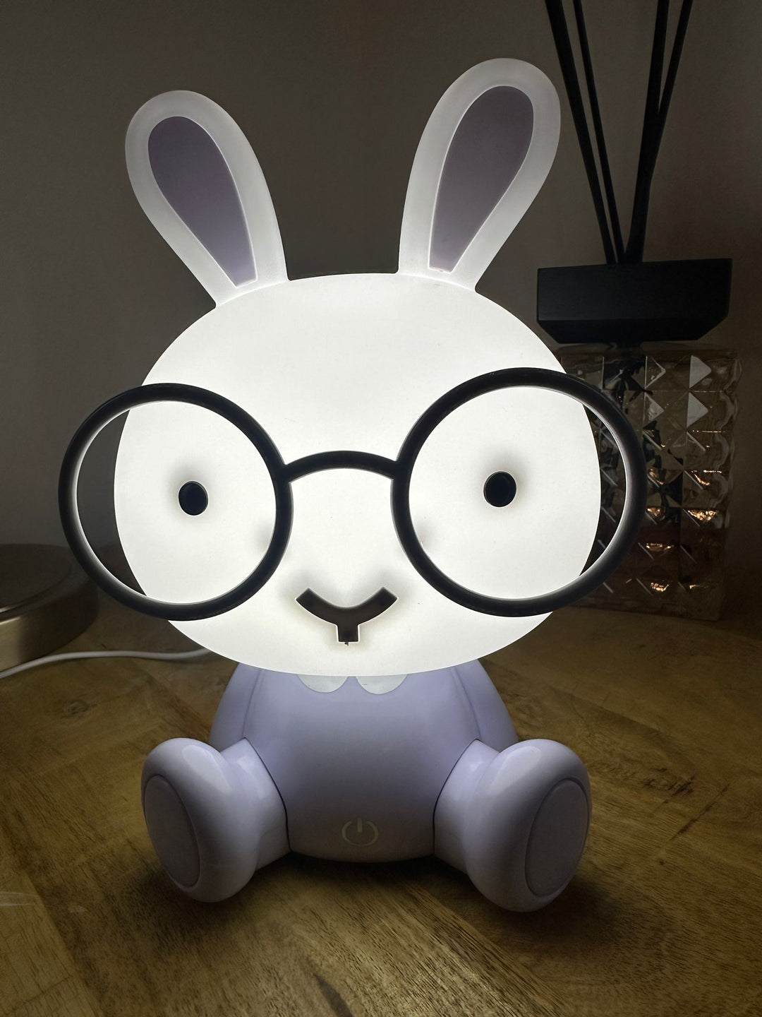 Sitting Rabbit Lamp with Glasses – Kids Nursery LED Table Lamp with 3 Light Settings & USB Type C Night Light