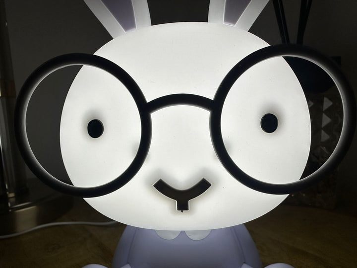 Sitting Rabbit Lamp with Glasses – Kids Nursery LED Table Lamp with 3 Light Settings & USB Type C Night Light