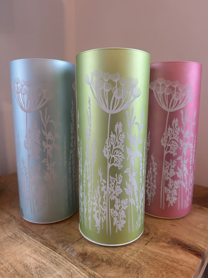 Pastel Glass LED Table Lamps  – Green Blue & Pink Decorative Lights with Battery Operated AA LED Lighting