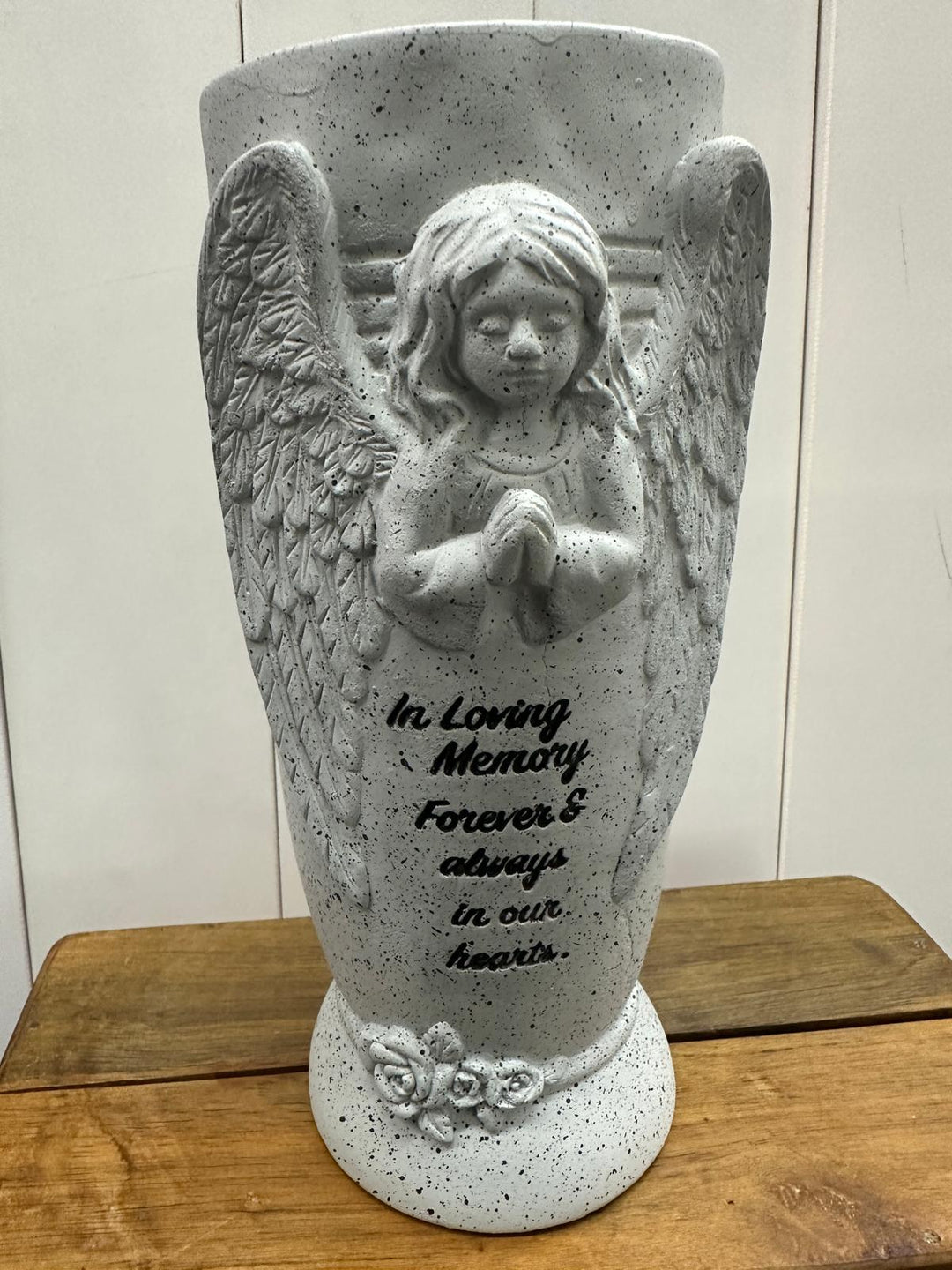Eternal Memorial Angel Flower Vase with Stakes – In Loving Memory, Sadly Missed Tribute for Mum or Dad