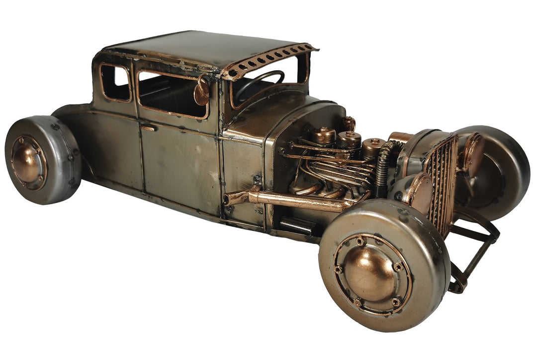 Polished Metal Vehicle Sculptures – Hot Rod, Tractor, 4×4 Wagon, Brooklands Racer & Tow Truck
