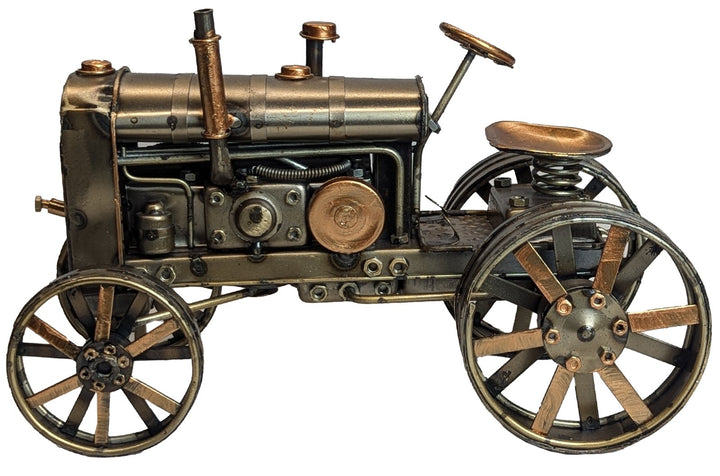 Polished Metal Vehicle Sculptures – Hot Rod, Tractor, 4×4 Wagon, Brooklands Racer & Tow Truck