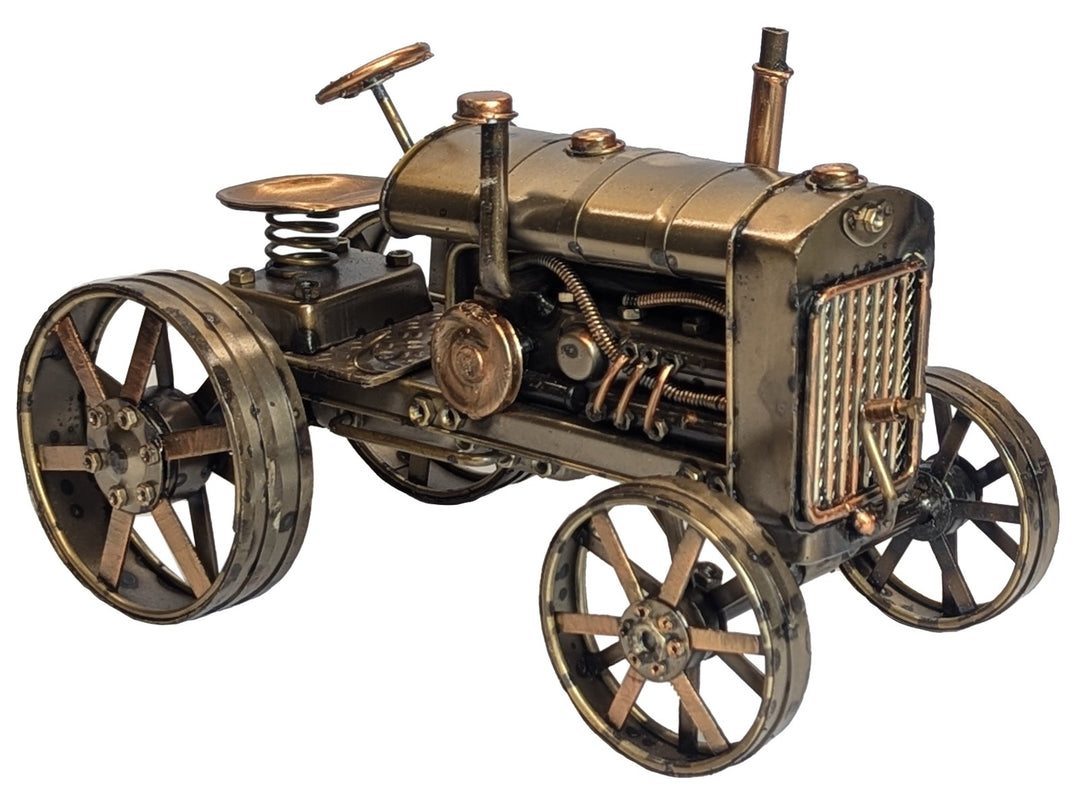 Polished Metal Vehicle Sculptures – Hot Rod, Tractor, 4×4 Wagon, Brooklands Racer & Tow Truck