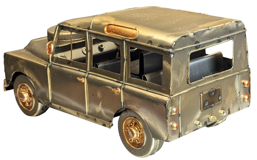 Polished Metal Vehicle Sculptures – Hot Rod, Tractor, 4×4 Wagon, Brooklands Racer & Tow Truck