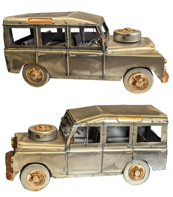 Polished Metal Vehicle Sculptures – Hot Rod, Tractor, 4×4 Wagon, Brooklands Racer & Tow Truck