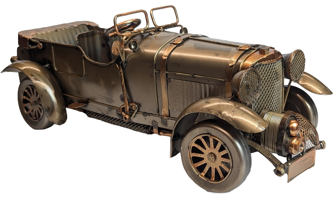 Polished Metal Vehicle Sculptures – Hot Rod, Tractor, 4×4 Wagon, Brooklands Racer & Tow Truck