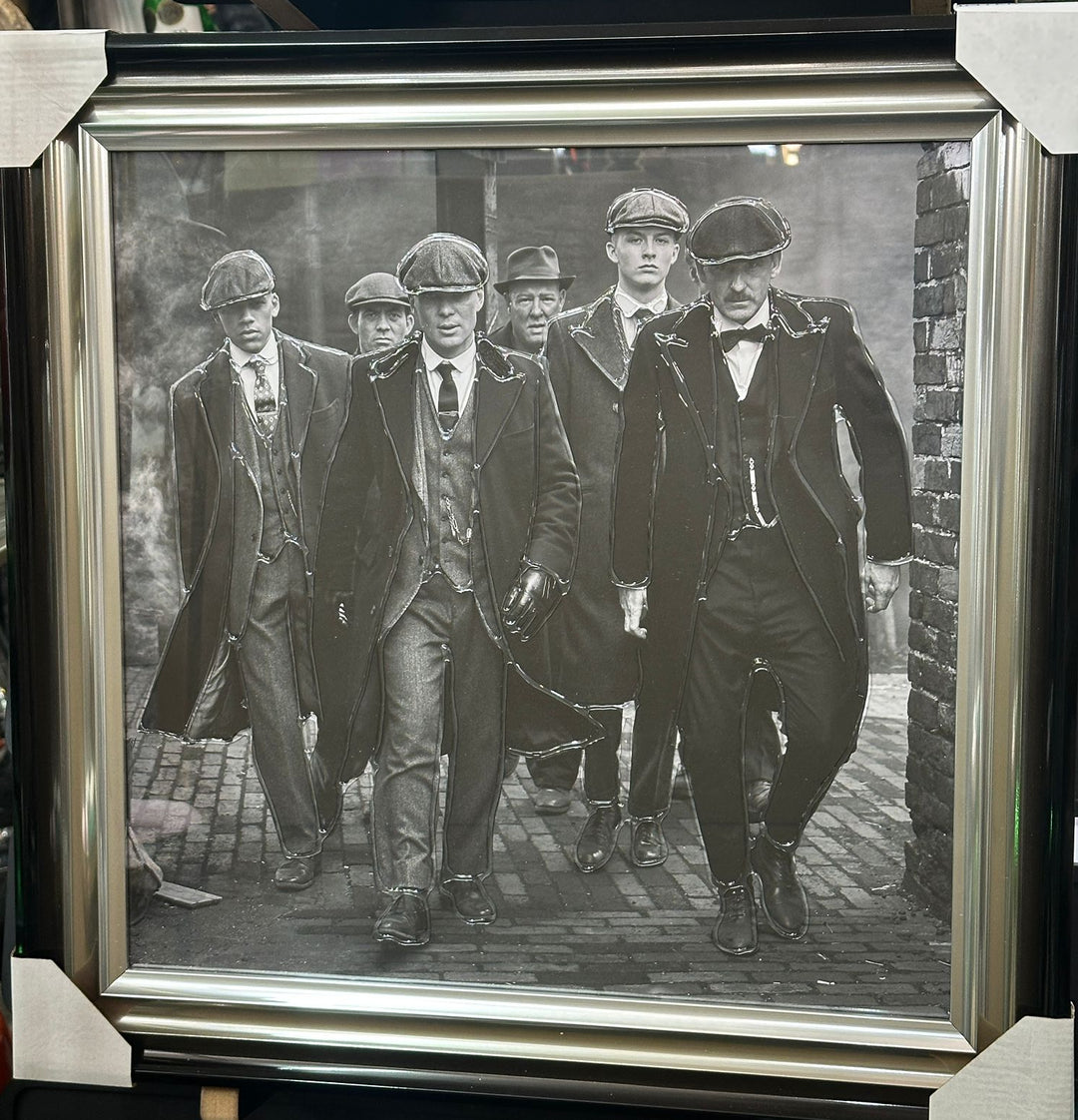 Peaky Blinders Wall Art with Liquid Art Resin & Two-Tone Black & Silver Frame