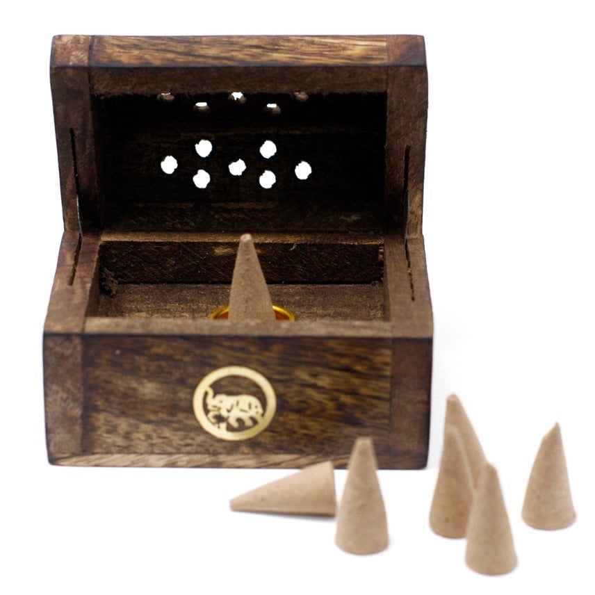 Mini Incense Cone Smoke Box – Mango Wood Incense Burner | Aromatherapy Home Decor