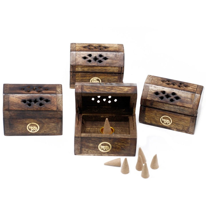 Mini Incense Cone Smoke Box – Mango Wood Incense Burner | Aromatherapy Home Decor