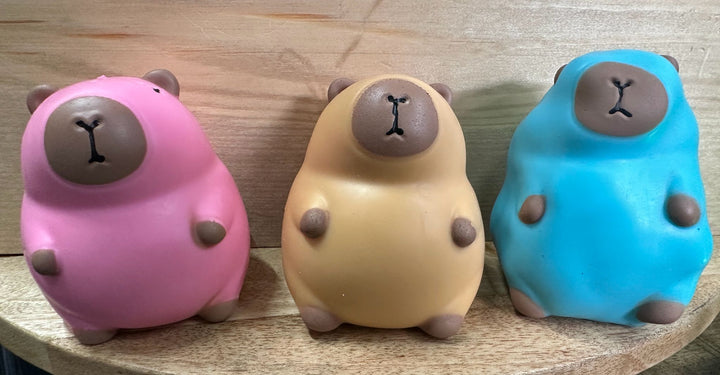 Stretchy Sand Filled Capybara Squishy – Soft Sensory Fidget Toy in Pink, Blue & Brown