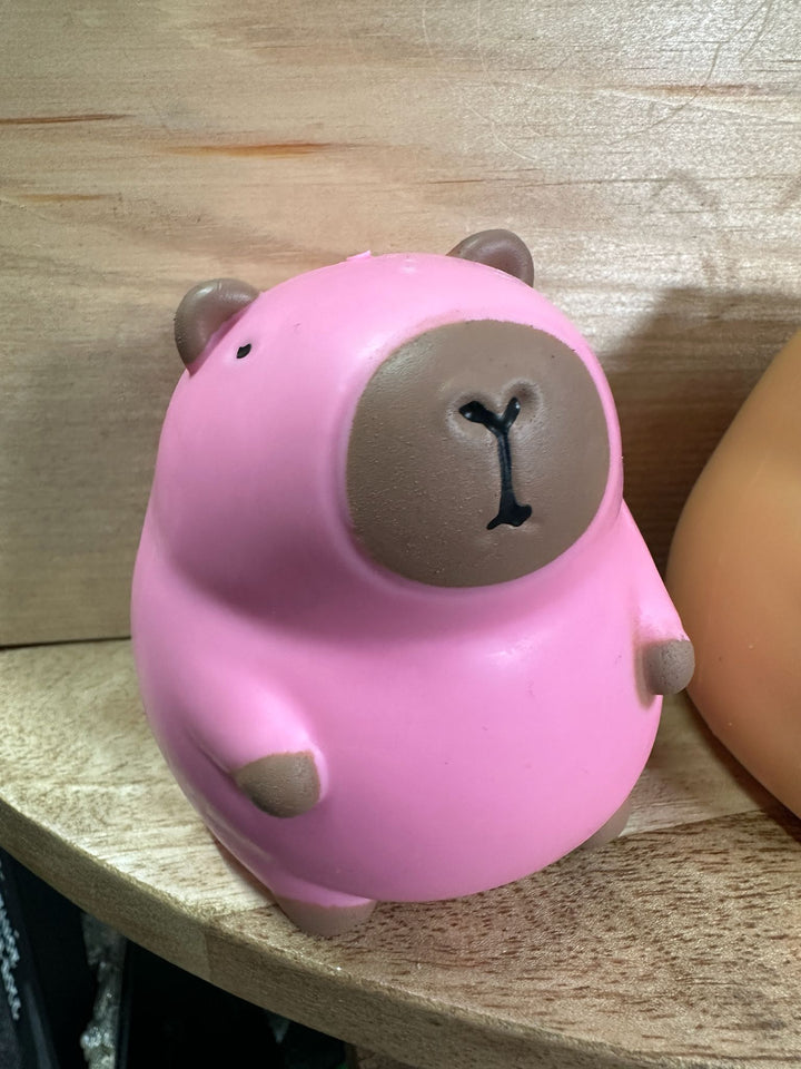 Stretchy Sand Filled Capybara Squishy – Soft Sensory Fidget Toy in Pink, Blue & Brown