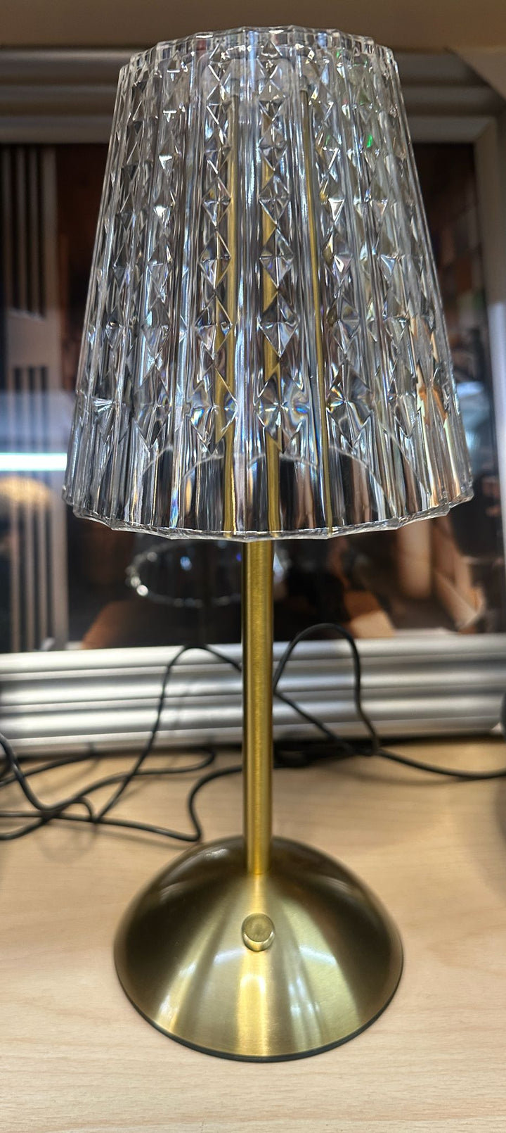 LED Brass & Acrylic Touch Table Lamp with 3 Light Settings & USB-C Charging