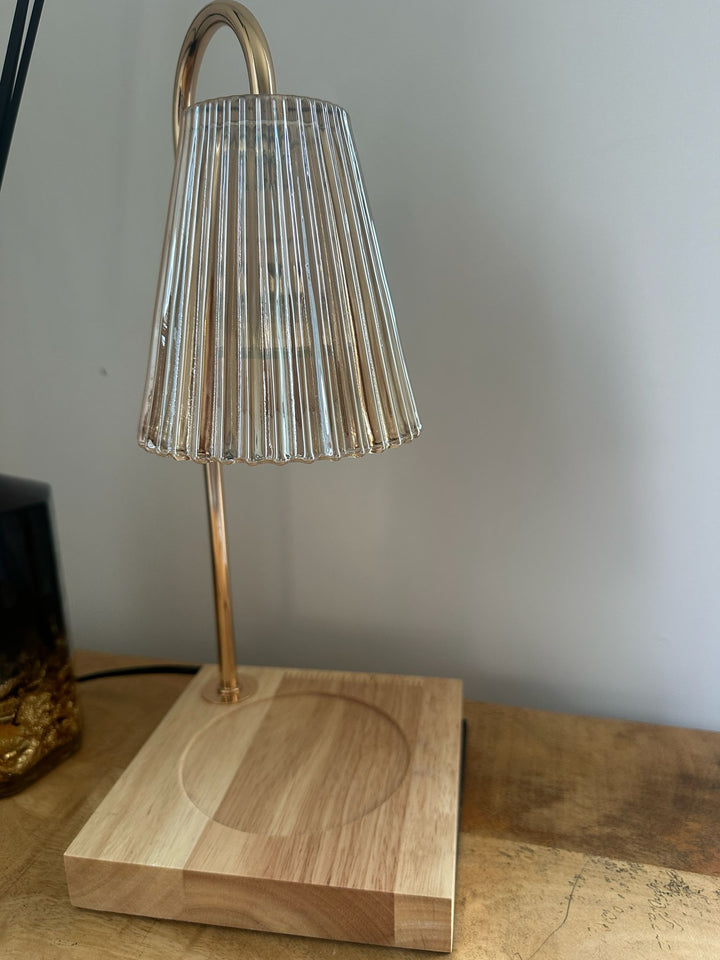 Electric Candle Warmer Lamp with Timer & Dimmer – Black Metal Base & Clear Glass Shade | Flameless Wax Melt Table Lamp