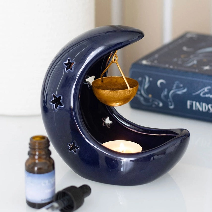 Crescent Moon Hanging Oil Burner – Celestial Decorative Fragrance Diffuser for Home Ambience & Relaxation