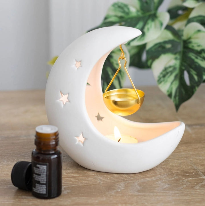 Crescent Moon Hanging Oil Burner – Celestial Decorative Fragrance Diffuser for Home Ambience & Relaxation