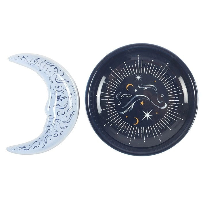 Blue Moon Stacking Trinket Dish Set – Celestial Jewellery Holder for Bedside, Shelf & Altar Décor
