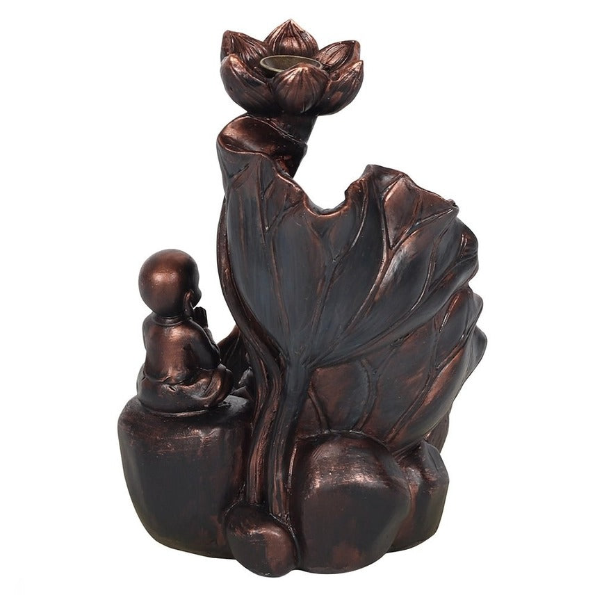 Bronze Buddha & Hand with Lotus Flower Backflow Incense Burner – Spiritual Meditation Home Décor Ornament