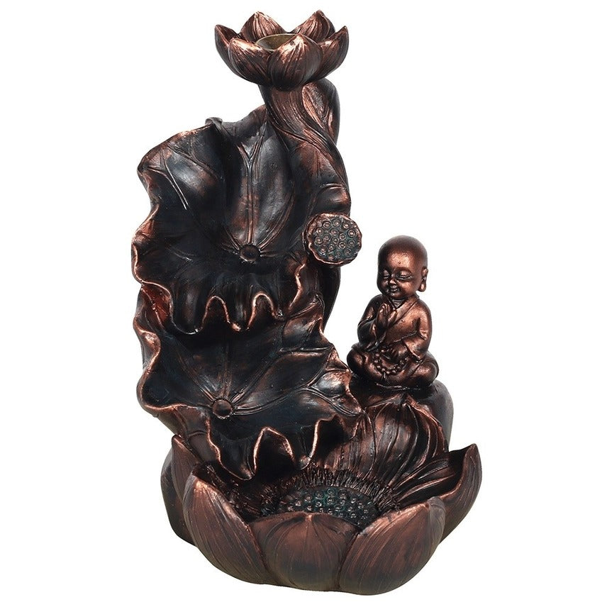 Bronze Buddha & Hand with Lotus Flower Backflow Incense Burner – Spiritual Meditation Home Décor Ornament