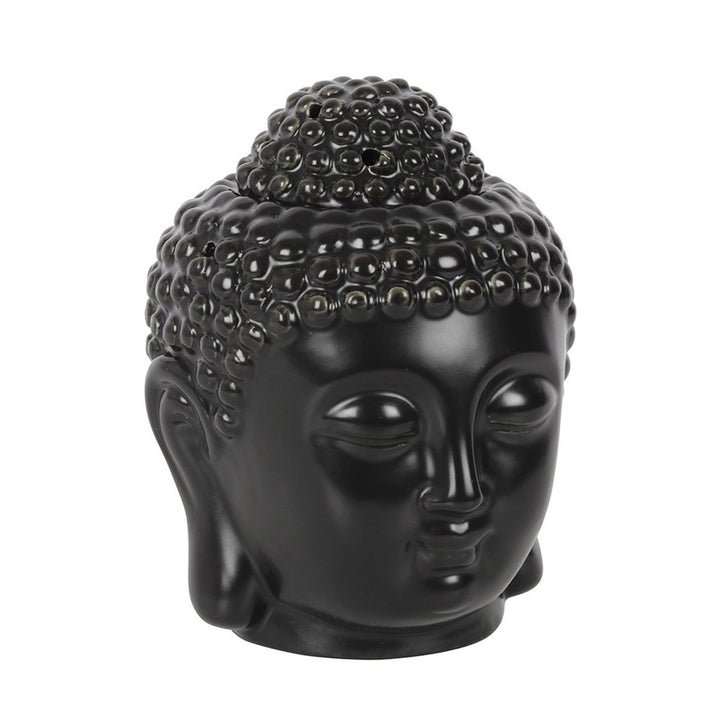 Matte Black Buddha Head Oil Burner & Wax Warmer – Zen Aromatherapy Fragrance Diffuser for Home Décor