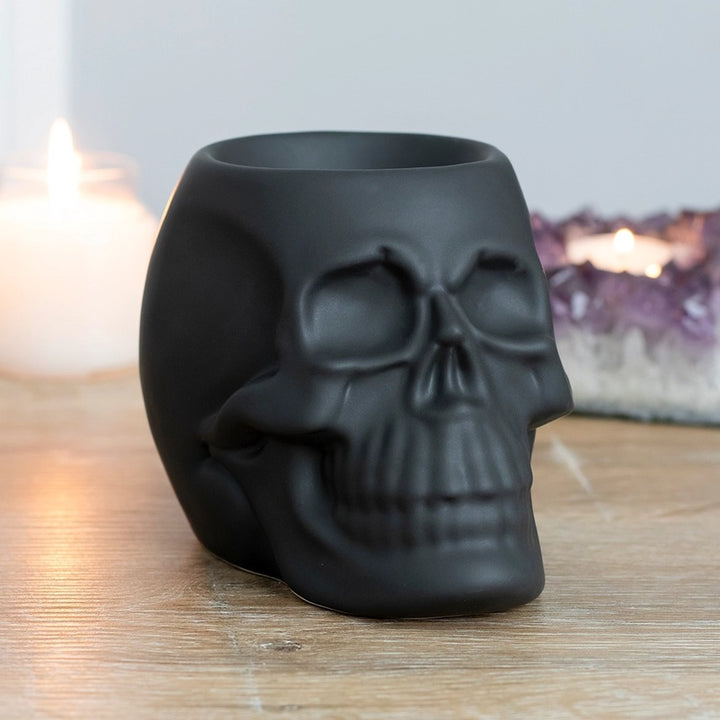 Black Skull Oil Burner & Wax Warmer – Gothic Fragrance Diffuser for Home Décor & Aromatherapy