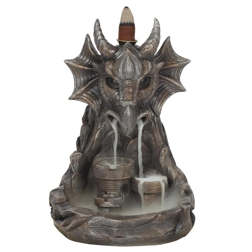 Grey Dragon Backflow Incense Burner – Mystical Waterfall Smoke Ornament for Fantasy Home Décor & Relaxation