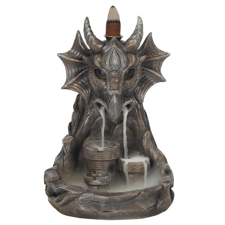 Grey Dragon Backflow Incense Burner – Mystical Waterfall Smoke Ornament for Fantasy Home Décor & Relaxation