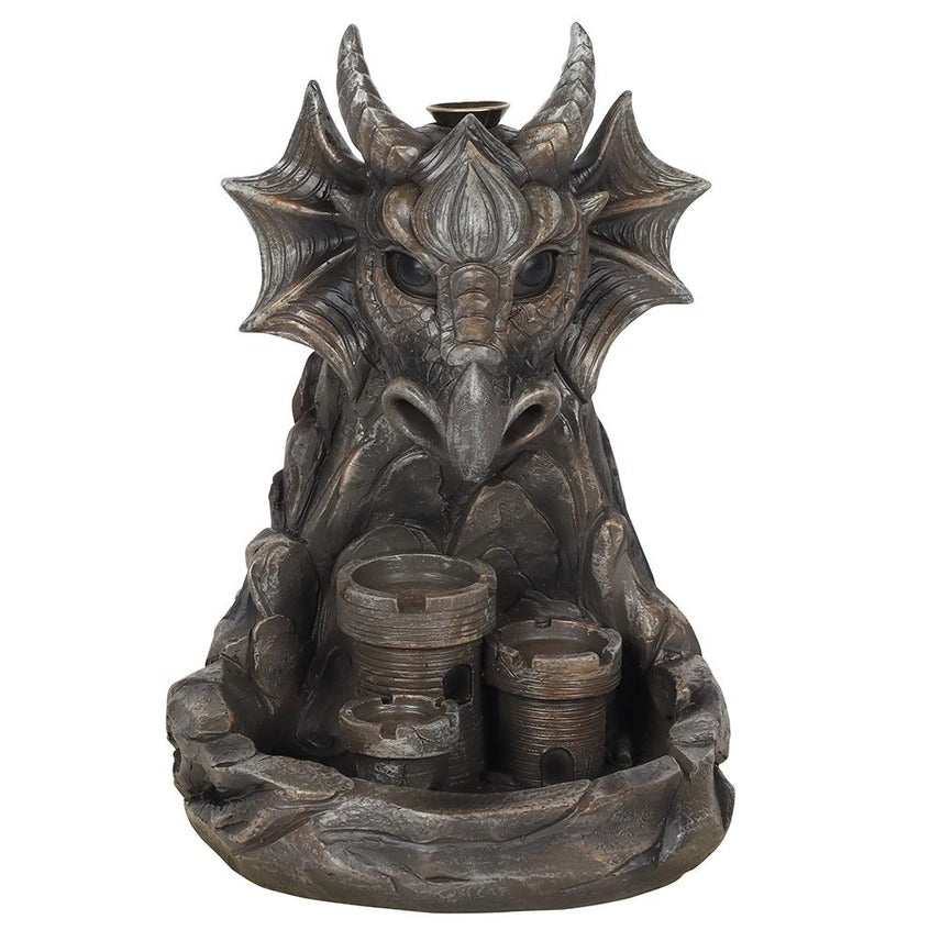 Grey Dragon Backflow Incense Burner – Mystical Waterfall Smoke Ornament for Fantasy Home Décor & Relaxation