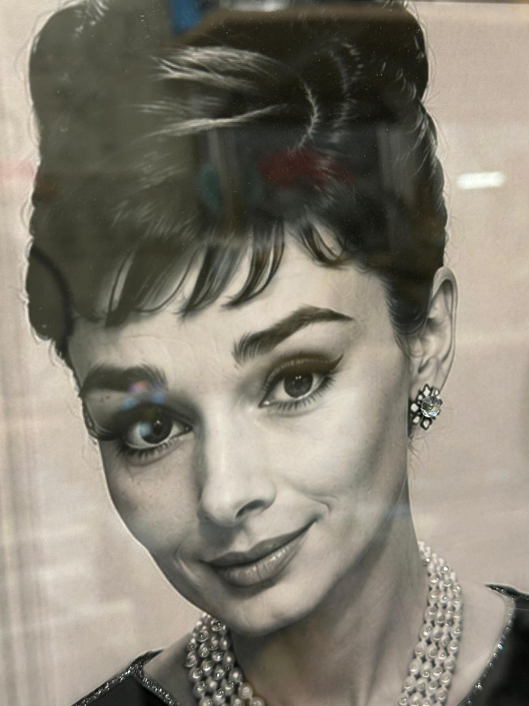 Audrey Hepburn Funny Bathroom Wall Art Canvas Print | Reading Newspaper & Holding Toilet Roll | Black and White Bathroom Decor