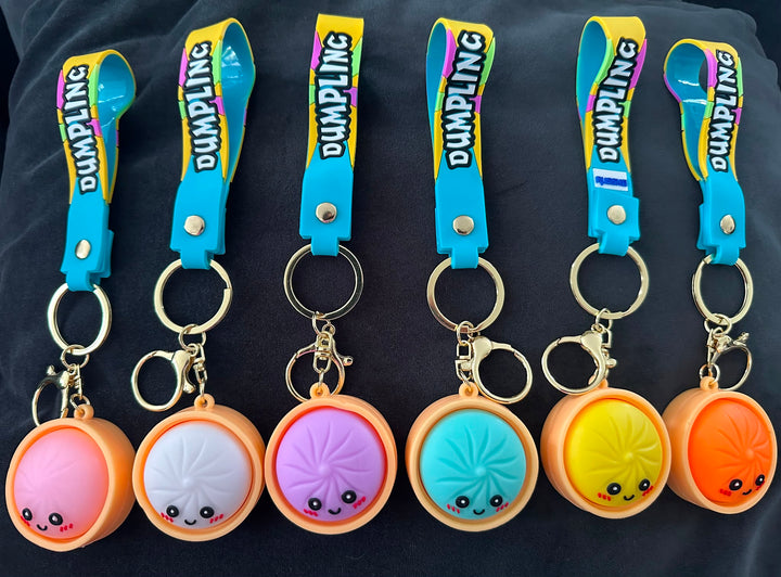 Cute Dumpling Key Rings – Kawaii Plush Keychain with Strap | 6 Colours for Keys, Bags & Backpacks